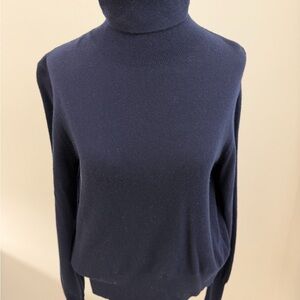 H&M Premium Navy Blue Turtleneck Cashmere Cotton Blend Sweater Medium